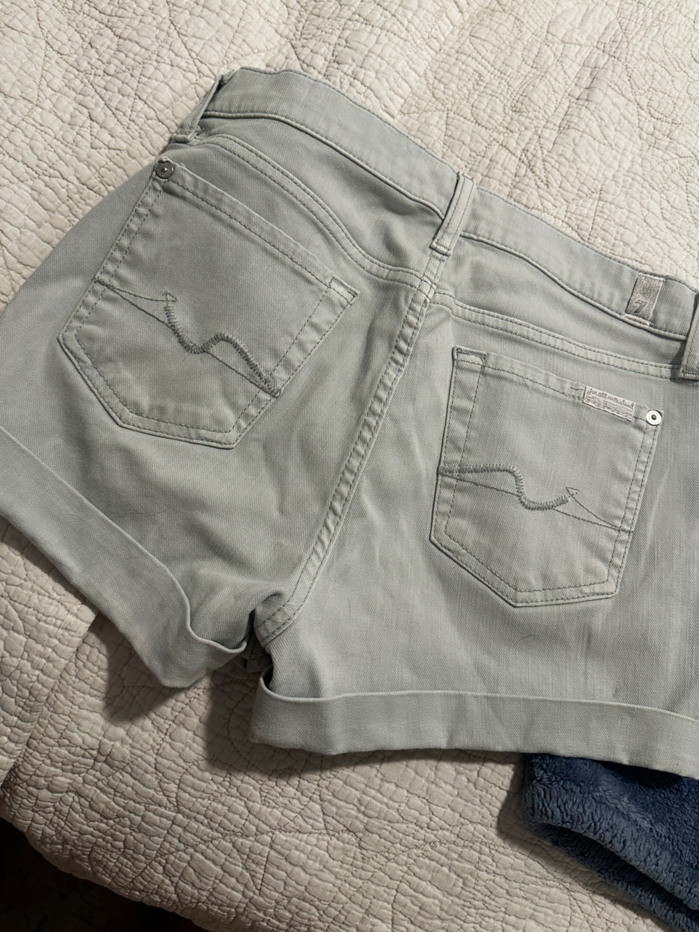 7 For All Mankind Light Gray Cuffed Denim Shorts